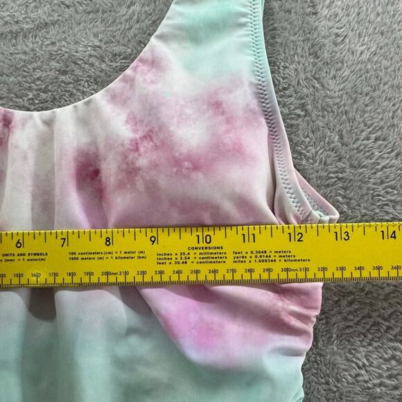 CupShe Swimsuit Women L Green Pink Tie-Dye One Piece Scoop Padded Rushed Tie - Picture 14 of 16